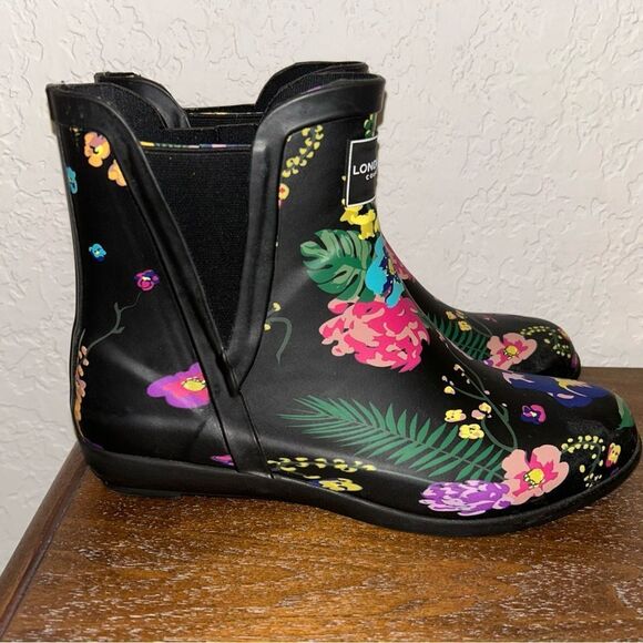 LONDON FOG Collection Picadilly Floral Print Outdoor Rubber Rain Boot Shoes - Picture 3 of 9